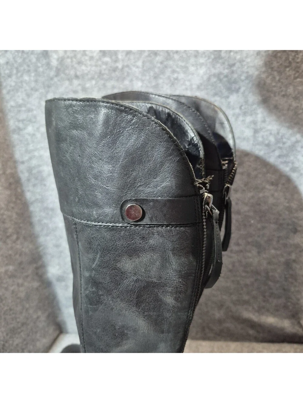 Franco Sarto Cosmina Black Leather Knee-High Zip Riding Boots Womens 6.5M Tall
